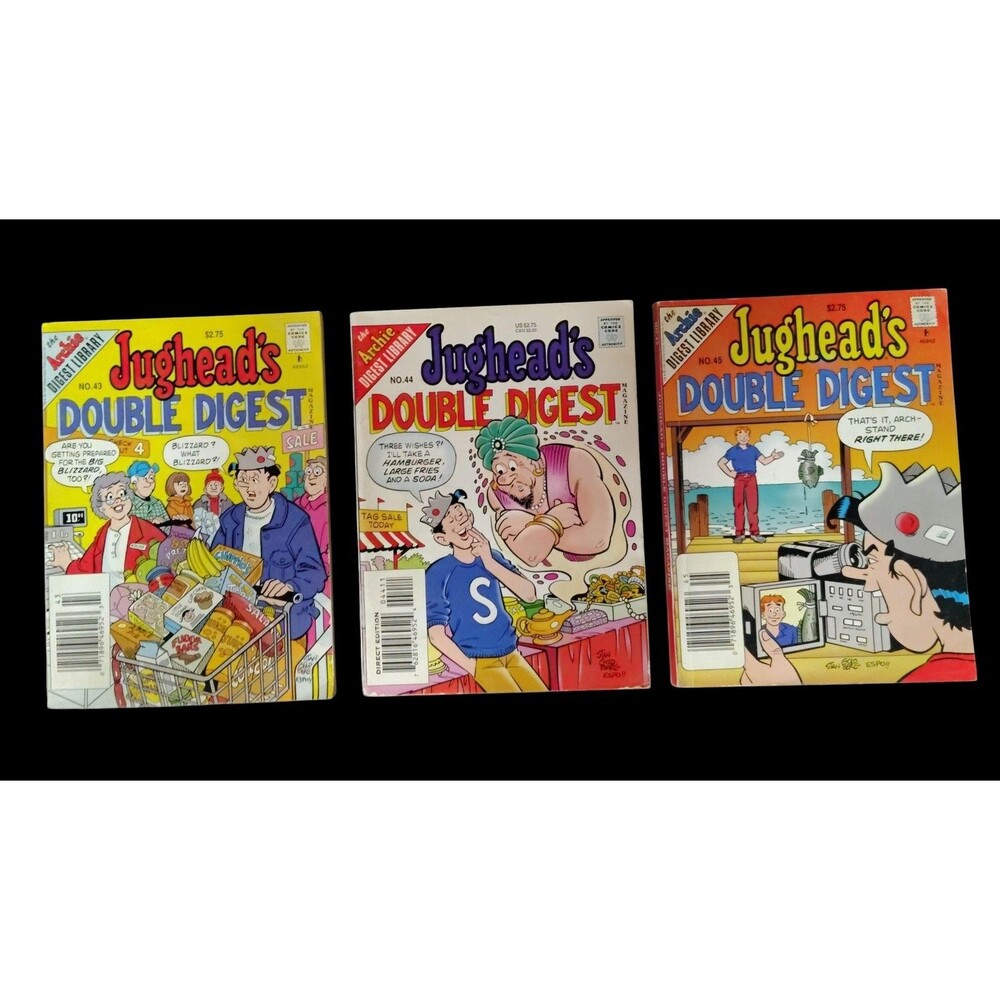 Vintage Jughead's Double Digest Comics Lot X3 Archie 90s 43 44 45 Kids Comicbook